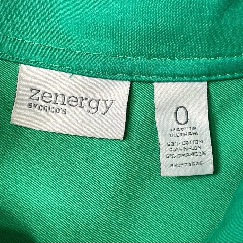 Chico’s 3/4 Sleeve Zip Front Vinny Jacket in Vivid Green Spring Jacket - Picture 9 of 11